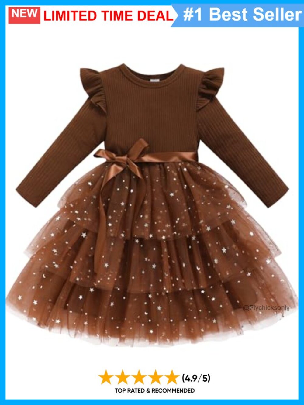 Toddler Girls Ruffle Long Sleeve Tulle Tutu Dress Party Layered